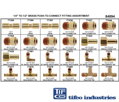 TIFCO Industries - Part#: 184894 - Brass Push-To-Con Ftg Ref Asst 