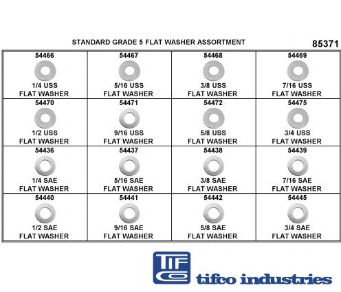 TIFCO Industries - Part#: 185371 - Gr 5 Flat Washer Refill Asst, 1/4-3/ ...