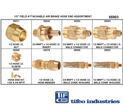 TIFCO Industries - Part#: 185903 - Air Brake Hose End Refill Asst, 1/2 Hose  ID
