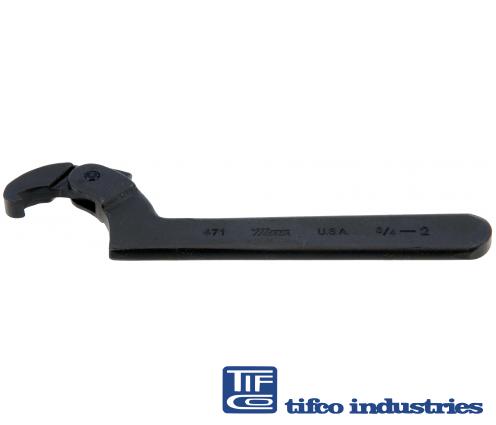 TIFCO Industries - Part#: 20673 - Adjustable Hook Spanner Wrench, 4 1/5 - 6  1/4