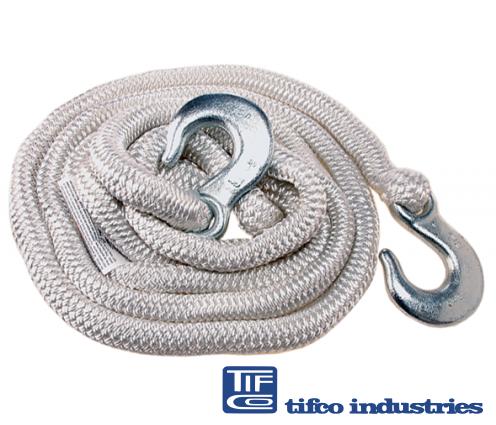 TIFCO Industries - Part#: 35165 - Nylon Tow Rope W/Hooks, 15,000# 3/4 x17