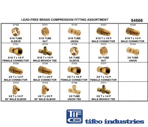 TIFCO Industries - Part#: 37144 - Lead-Free Brass Comp Union, 3/8 Tube