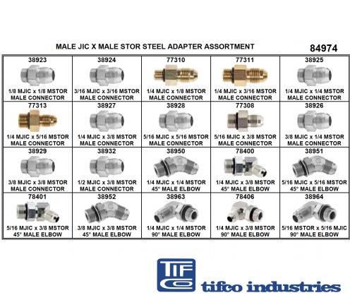 TIFCO Industries - Hydraulics, Steel Adapters, STOR x JIC, Tray 