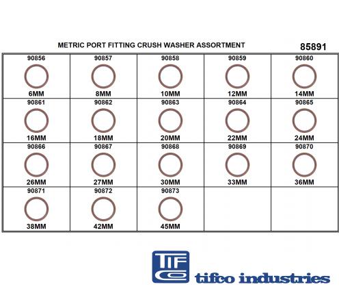 Tifco Industries Tube Pipe Fittings Seals O Rings Metric Crush Washer