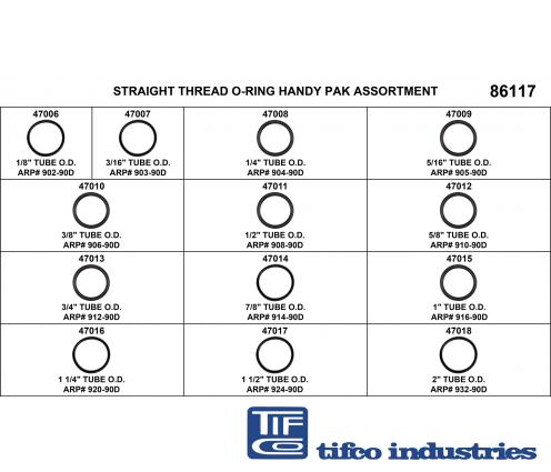 TIFCO Industries - Part#: 47010 - Straight Thread Fitting O-Ring, 906-3/8  90D